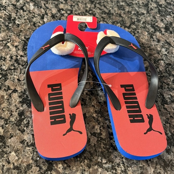 Puma Blue and Red flip flops NWT 9 - Picture 4 of 7